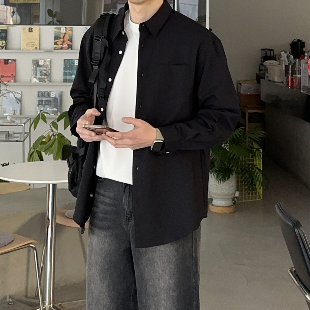 남자 옥스포드 셔츠 빅사이즈 오버핏 흰색 남방 남자 셔츠 - 상세 이미지 2