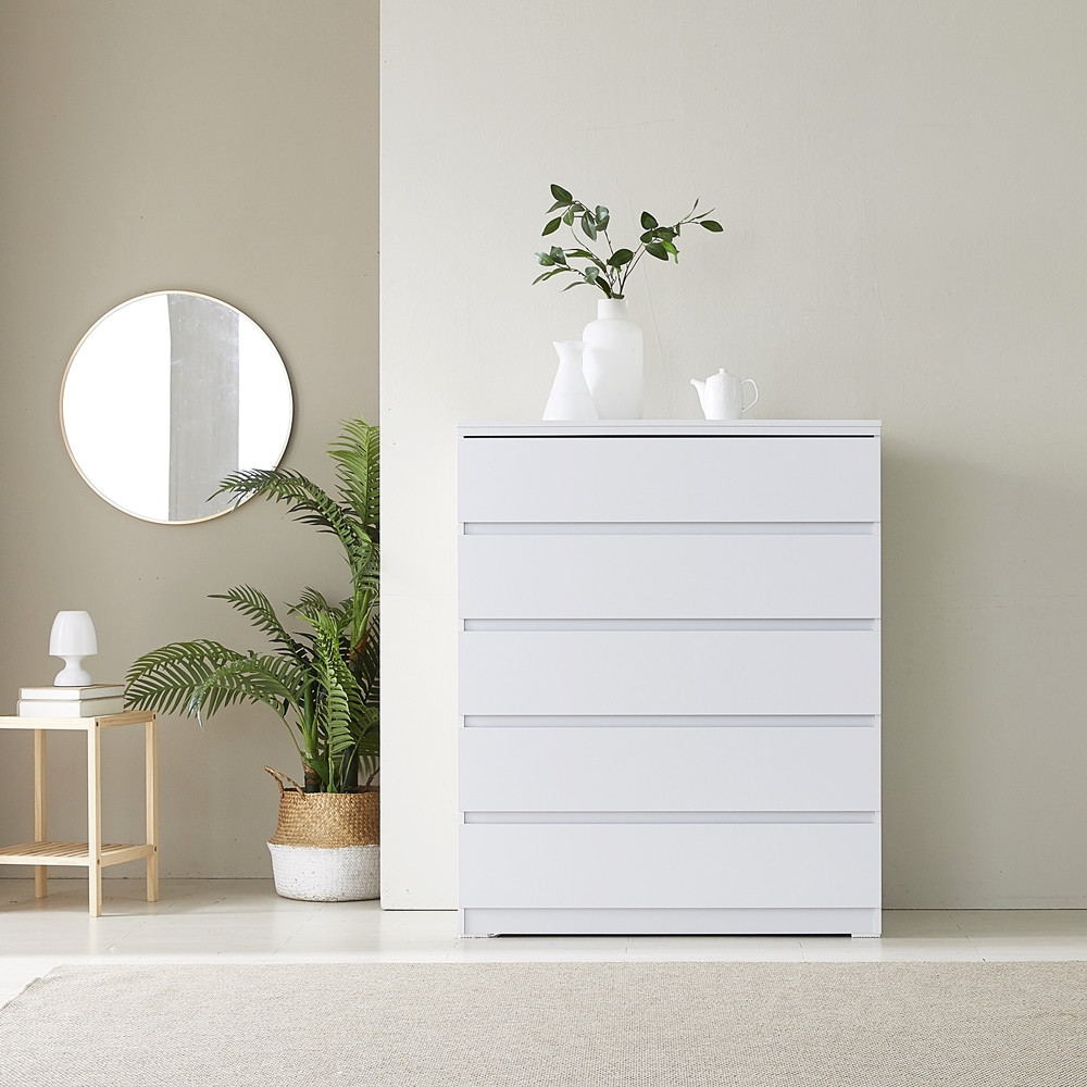 루바 서랍장1000 오단 옷 속깊은 키큰 안방 광폭 서랍장 1000x500x1220mm, 5단, 아카시아화이트