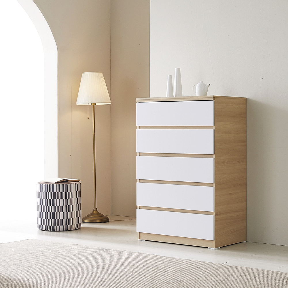 루바 오단서랍장 드레스룸 옷 키큰 안방 서랍장 800 800x500x1220mm, 5단, 화이트 - 상세 이미지 2