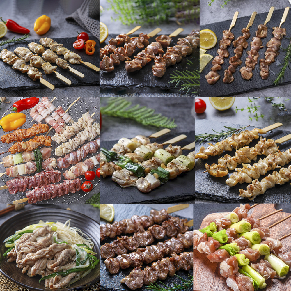 수제 닭꼬치 모음 7종 450g 닭껍질 파닭 모듬 꼬치 소스2종제공 염통 330g