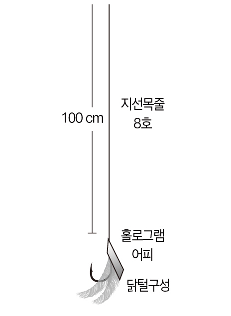 바다낚시 해동 홀로그램 닭털 세이코 심해 우럭 카드 외줄 채비 바늘 24호, 옐로우 - 상세 이미지 5