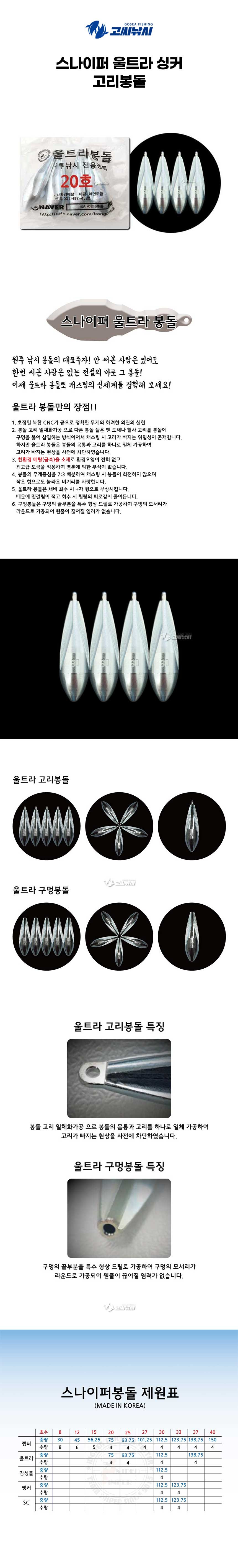 고씨낚시 스나이퍼 울트라 싱커 고리봉돌 원투 봉돌 고리 추 20호 - 상세 이미지 5