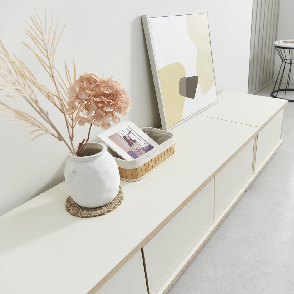 로아 75인치 티비서랍장 안방 tv장 낮은 거실장 1200x400x332mm, 아이보리