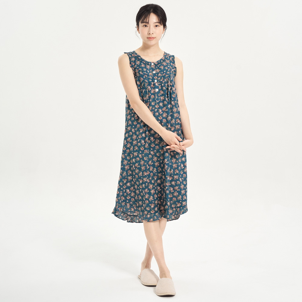 그린플라워 레이온 여성 나시 빅사이즈 원피스 잠옷 - 상세 이미지 2