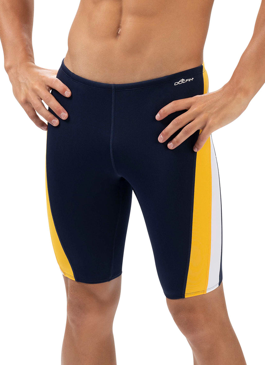 돌핀 남성 컬러블록 재머 5부 수영복 Navy/Gold/White - 상품 이미지