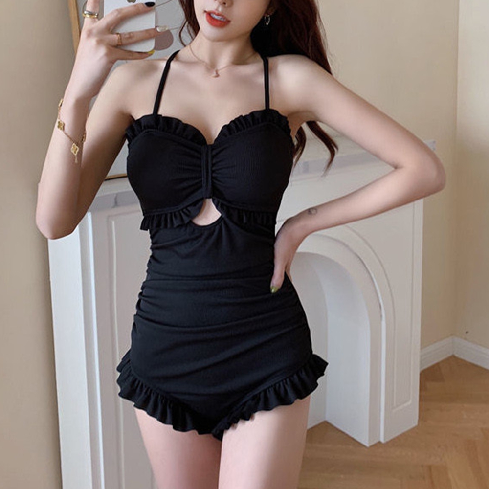 모노키니 수영복 체형커버 모노키노 원피스 오프숄더 홀터넥 호캉스수영복 - 상세 이미지 3