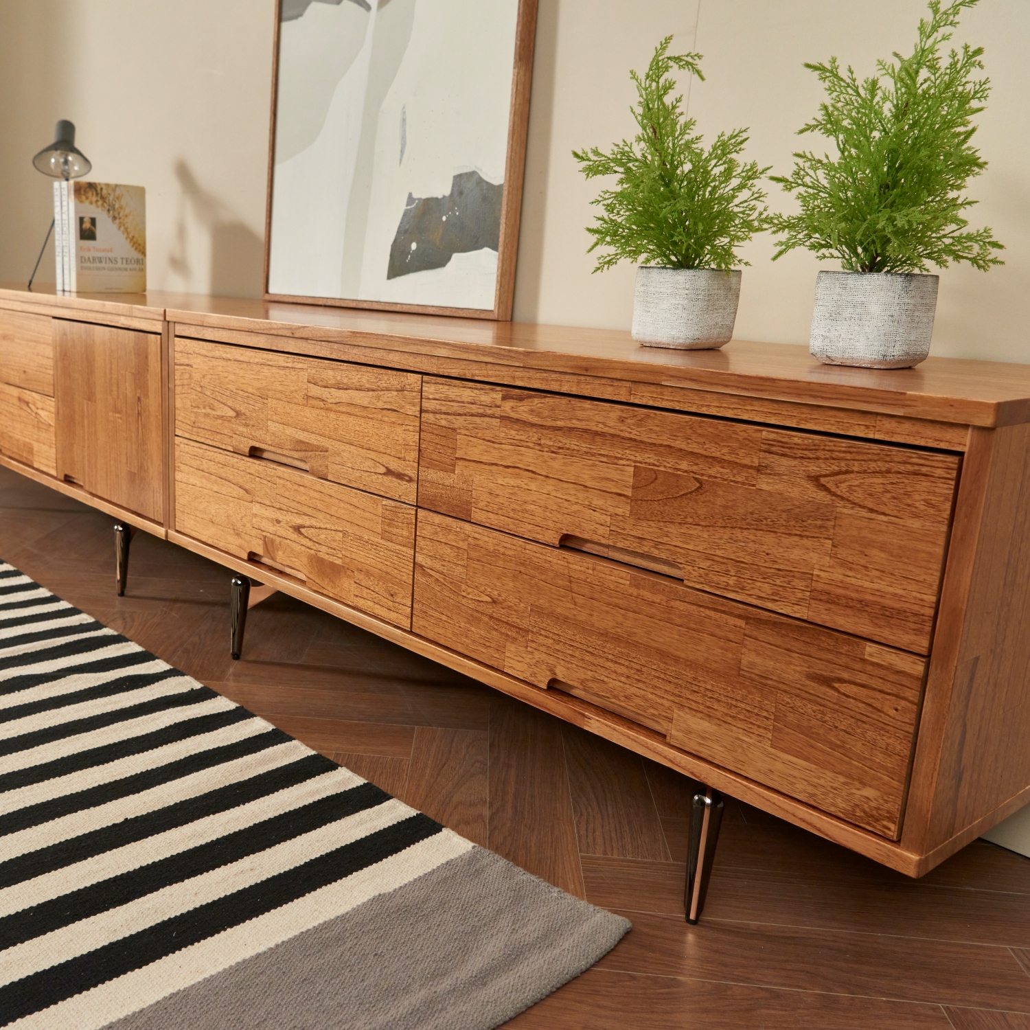 도무스 참죽 북유럽 원목거실장 티비다이 TV거실장 2400