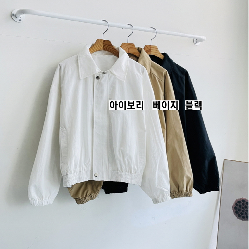 블루종 여성봄점퍼 집업 세미크롭 숏 점퍼 아우터 상세 이미지 1