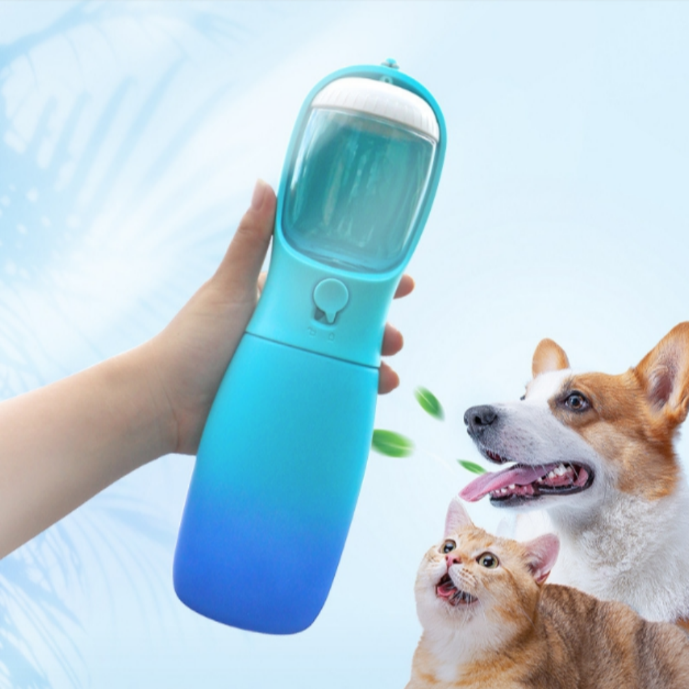 위드레오 2IN1 강아지물병 휴대용물통 간식통 그라디에이션 300ml 블루앤블루 이미지 2