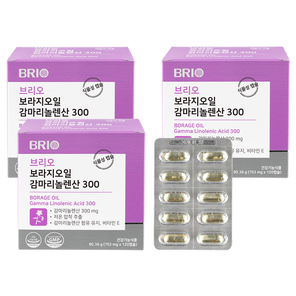 브리오 보라지오일 감마리놀렌산 300 / 여성 보라지유 오메가6 영양제 120캡슐, 3개 이미지 8