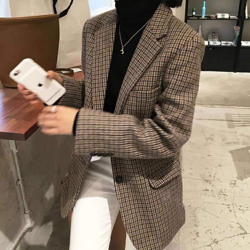 패션 세련된 이효심 재킷 효심이네각자도생 옷 자켓 트렌드 코디 유이 44회 여성 체크무늬 : 문베리아
