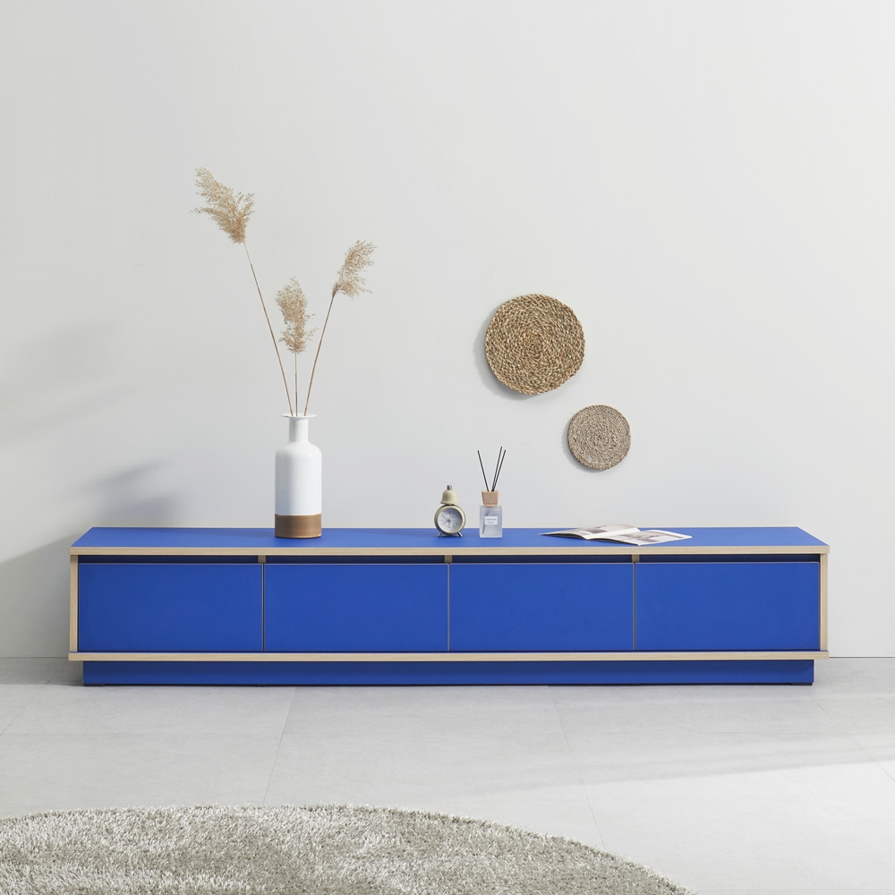 로아 85인치 75인치 tv다이서랍장 낮은 티비선반 거실장 1800x400x330mm, 블루