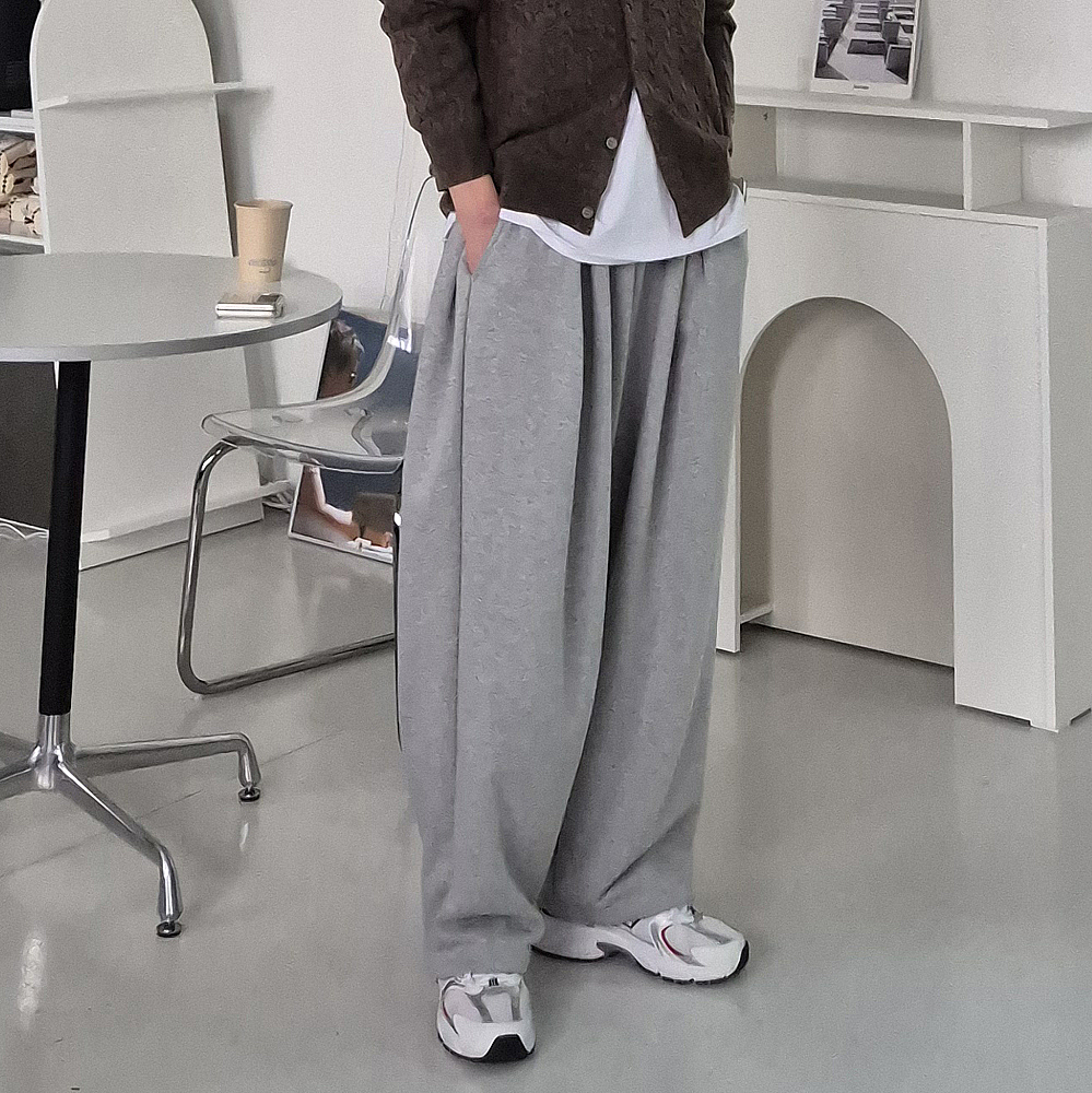 남자 와이드팬츠 트레이닝 밴딩 벌룬 팬츠 남자 면바지