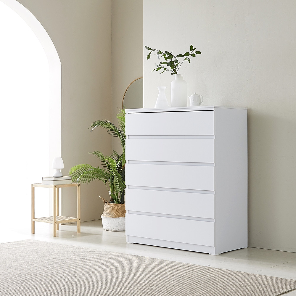 루바 서랍장1000 오단 옷 속깊은 키큰 안방 광폭 서랍장 1000x500x1220mm, 5단, 아카시아화이트