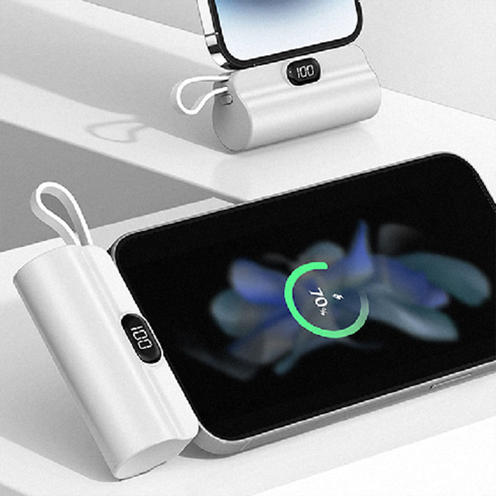 5000mAh LED 표시창 보조 배터리 2in1 밧데리 휴대용 핸드폰 스마트폰 충전기 - 상품 이미지