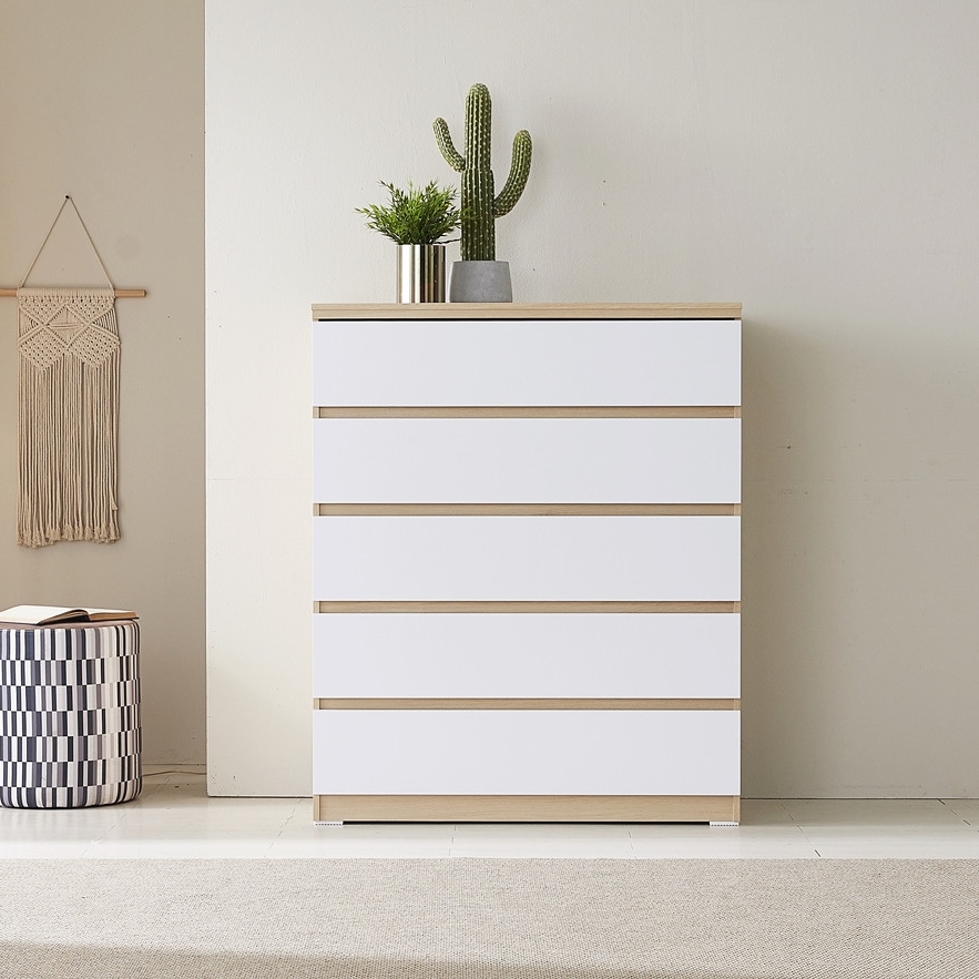 루바 서랍장1000 오단 옷 속깊은 키큰 안방 광폭 서랍장 1000x500x1220mm, 5단, 아카시아화이트