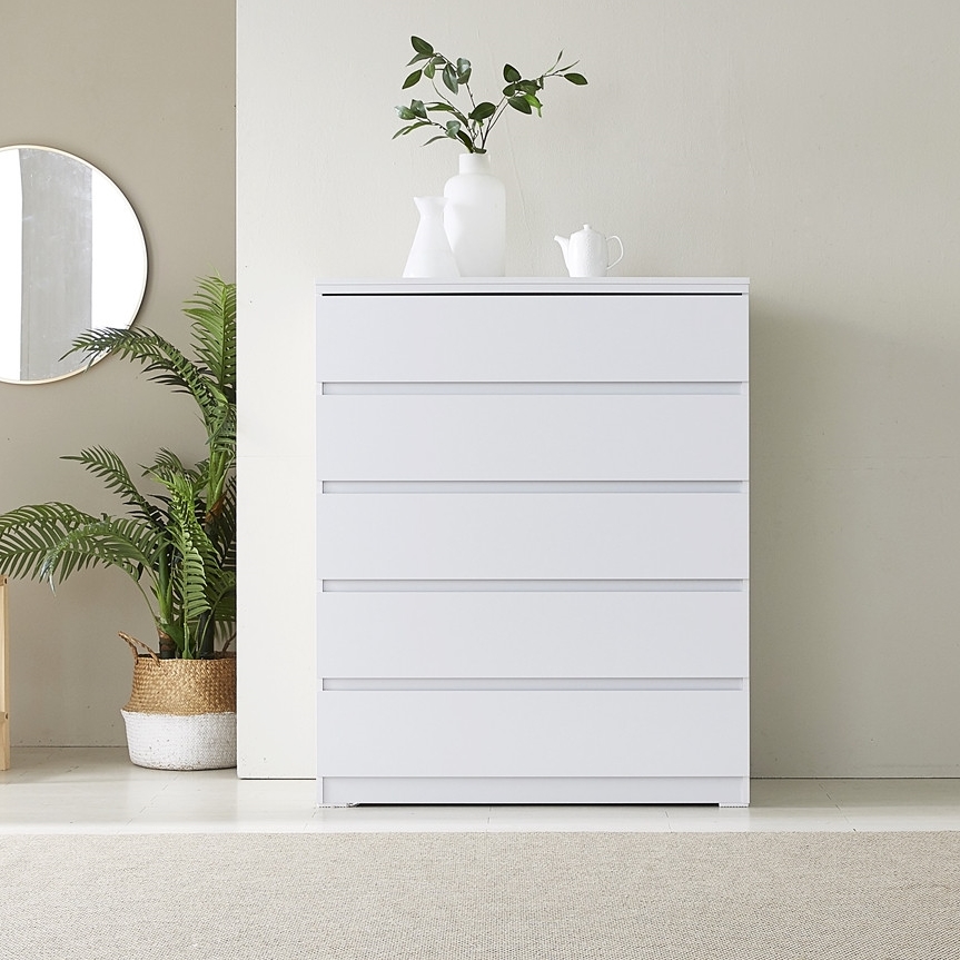 루바 서랍장1000 오단 옷 속깊은 키큰 안방 광폭 서랍장 1000x500x1220mm, 5단, 화이트