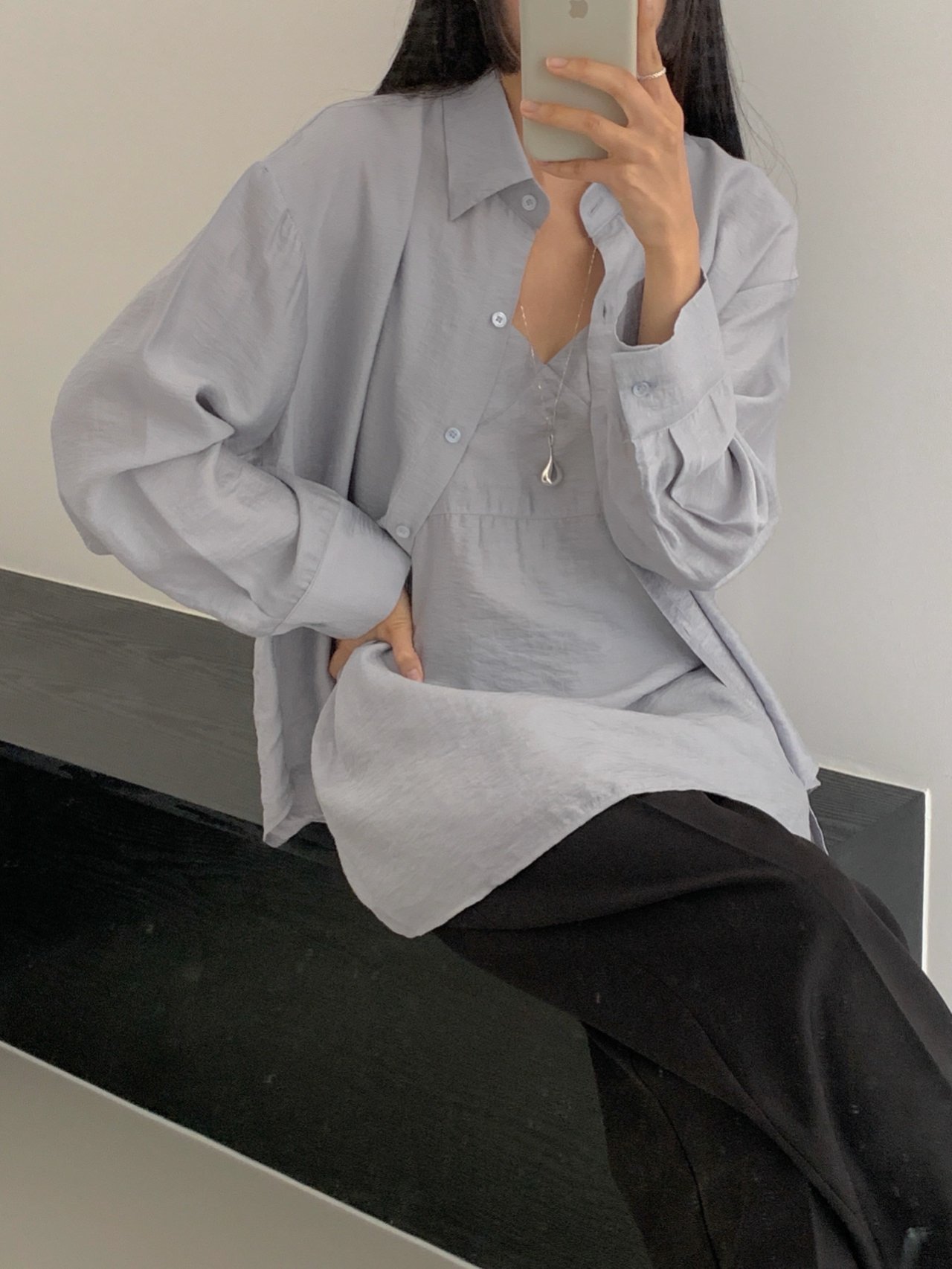 [인기 급상승템💛]레이어드 블라우스 뷔스티에 실크 모달 나시 상세 이미지 2