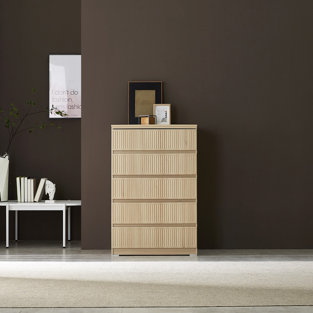 루아 서랍장 800 드레스룸 템바보드 키큰 안방 서랍장 800x500x1220mm, 5단, 아카시아화이트 - 상세 이미지 2