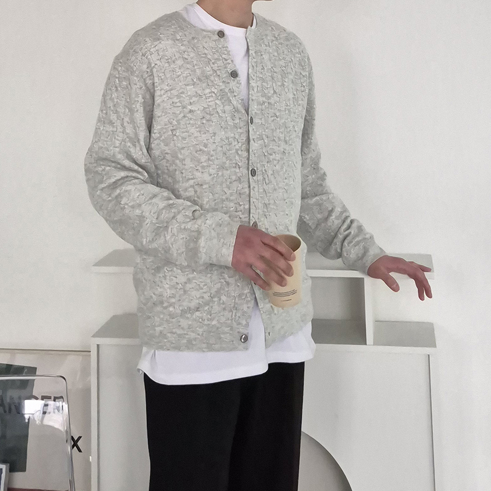 남자 가디건 오버핏 라운드 케이블 꽈베기 가디건 - 상세 이미지 5