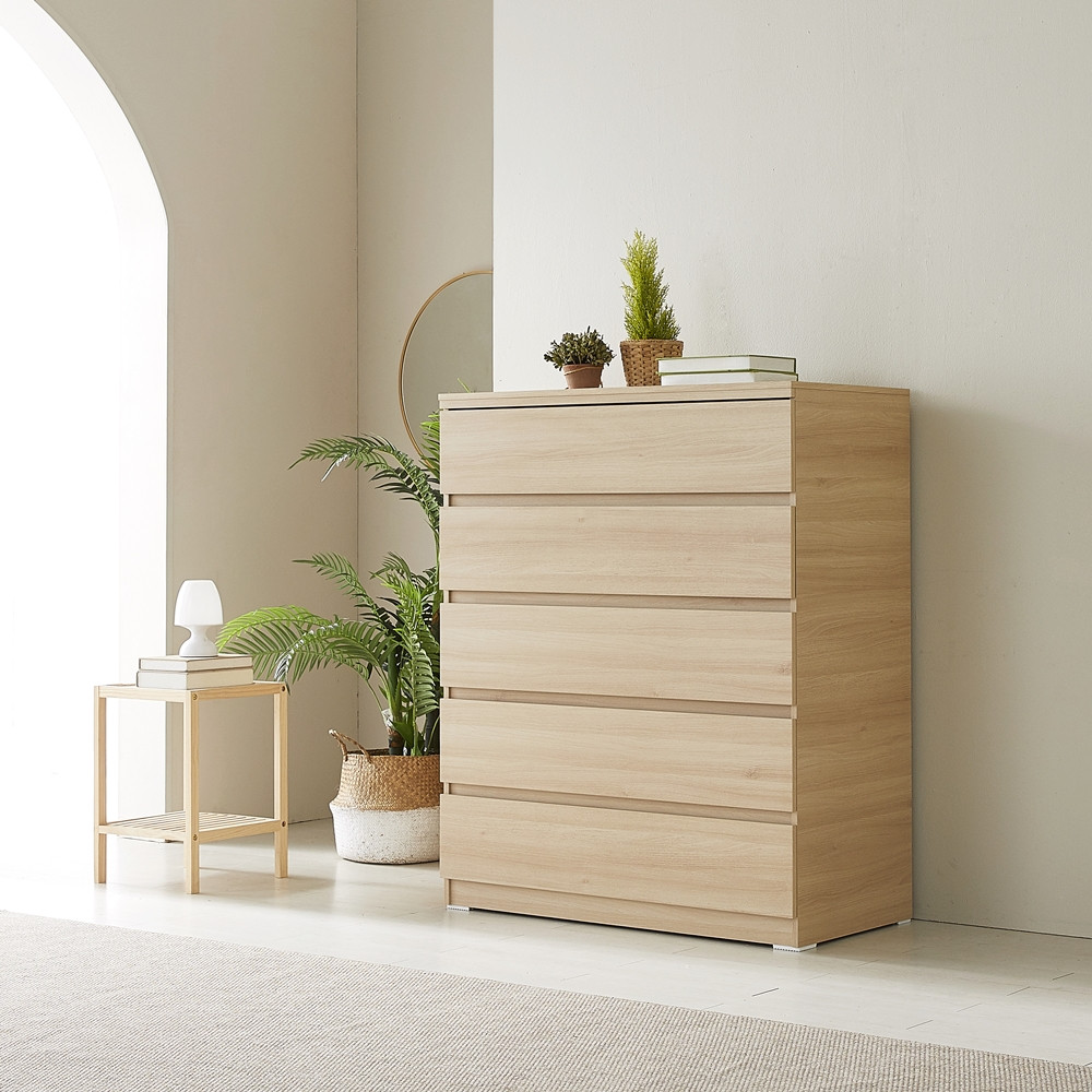 루바 서랍장1000 오단 옷 속깊은 키큰 안방 광폭 서랍장 1000x500x1220mm, 5단, 아카시아화이트