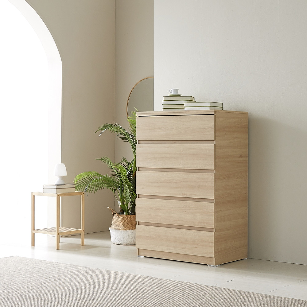 루바 오단서랍장 드레스룸 옷 키큰 안방 서랍장 800 800x500x1220mm, 5단, 아카시아화이트 - 상세 이미지 4