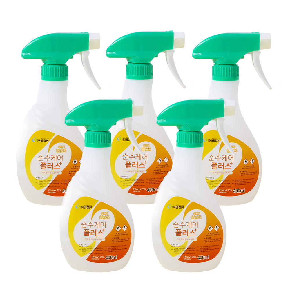 비츄인 순수케어플러스 알콜70% 주방 기구소독제 400ml, 5개 - 상품 이미지