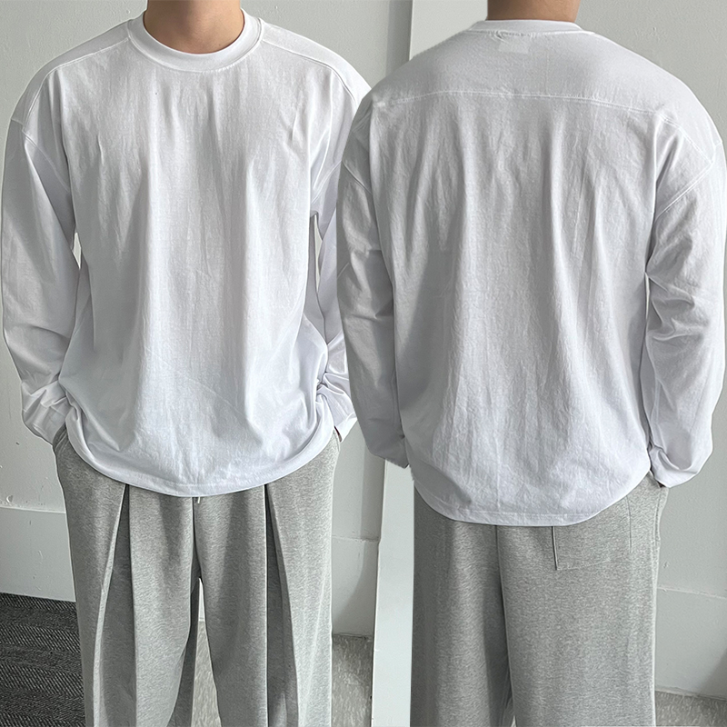 수피마티셔츠 비침없는 절개 레이어드 무지 긴팔티 - 상품 이미지