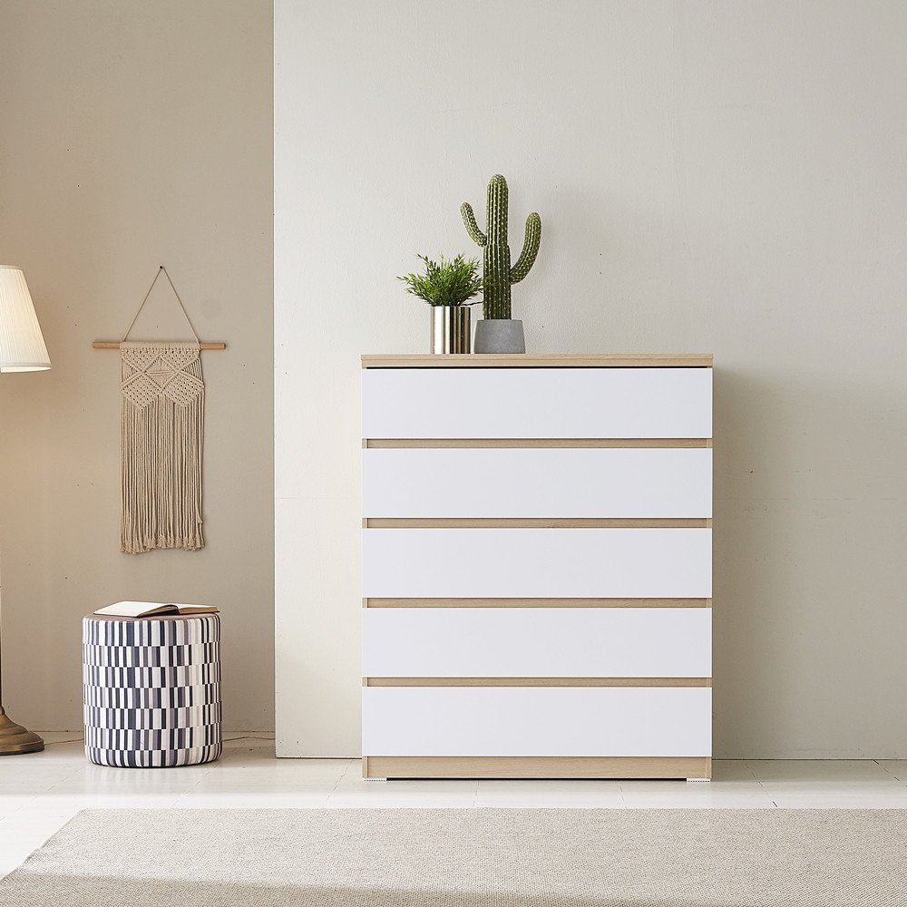 루바 서랍장1000 오단 옷 속깊은 키큰 안방 광폭 서랍장 1000x500x1220mm, 5단, 화이트
