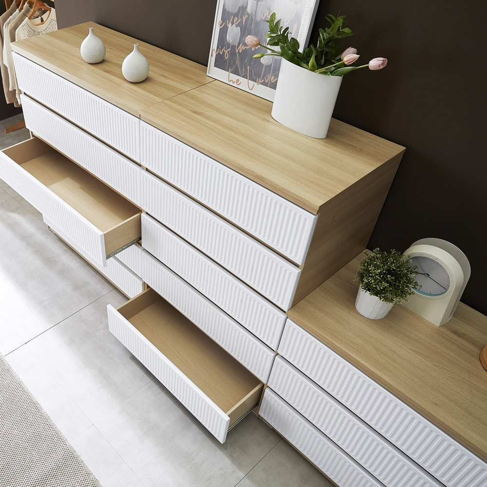 루아 서랍장 800 드레스룸 템바보드 키큰 안방 서랍장 800x500x1220mm, 5단, 아카시아화이트 - 상세 이미지 5