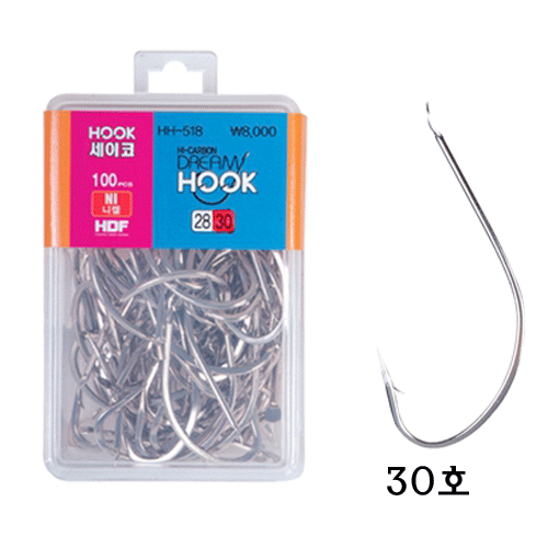 선상낚시 해동 세이코 대구라바 선상 우럭 카드 자작 채비 낚시 바늘 100개 30호, 실버 - 상품 이미지