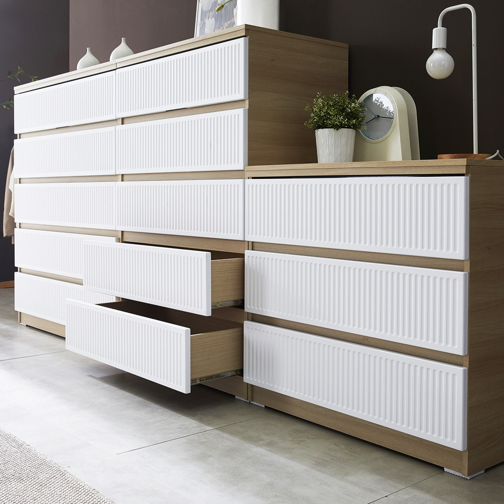 루아 서랍장 800 드레스룸 템바보드 키큰 안방 서랍장 800x500x1220mm, 5단, 아카시아화이트 - 상세 이미지 4