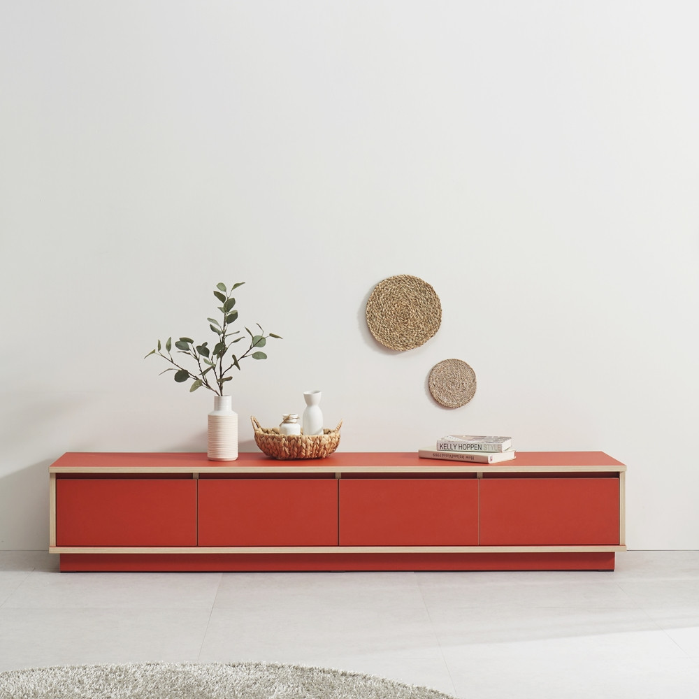 로아 85인치 75인치 tv다이서랍장 낮은 티비선반 거실장 1800x400x330mm, 레드