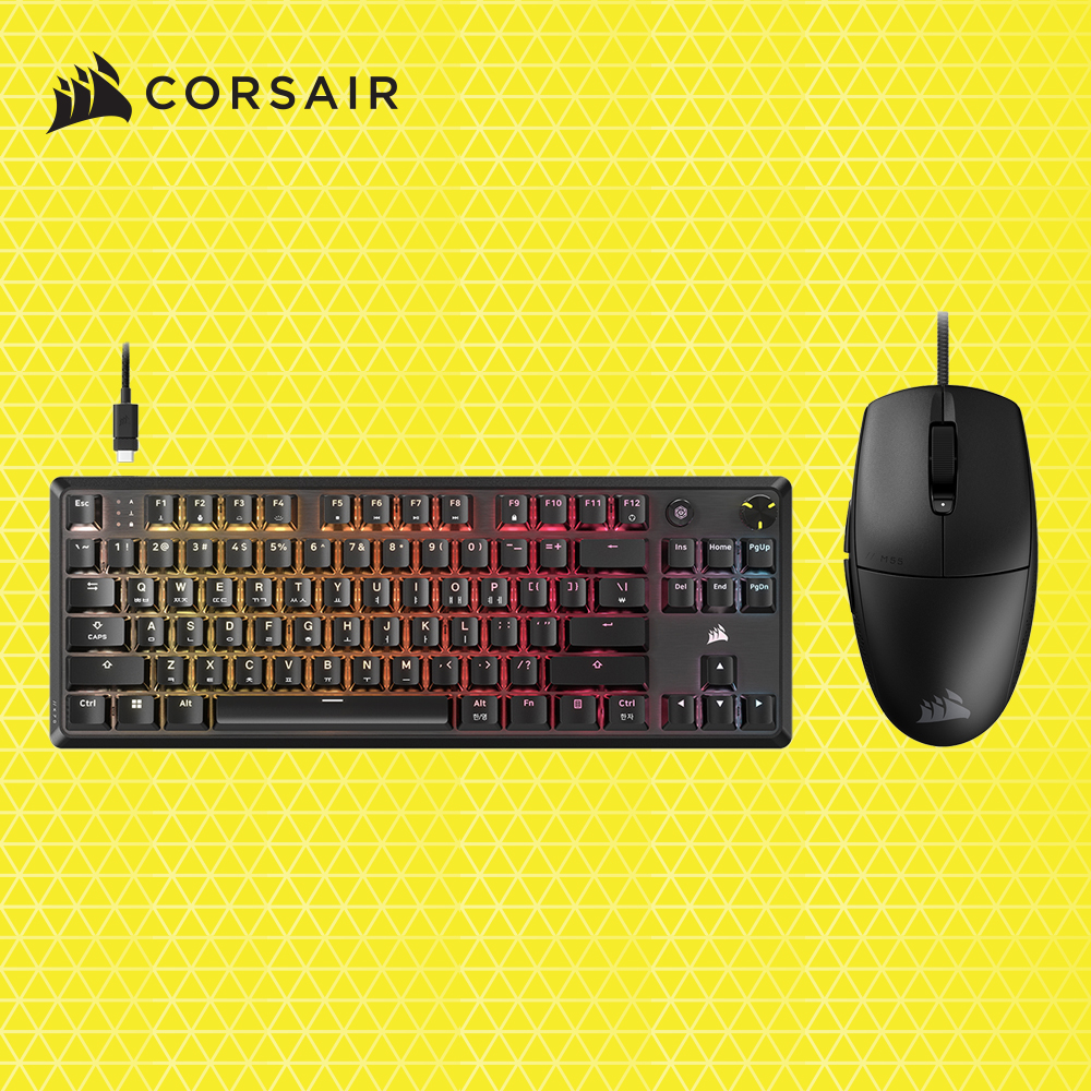 커세어 K70 RGB CORE TKL 적축 + M55 초경량 유선 게이밍 키보드 마우스 세트 - 상품 이미지