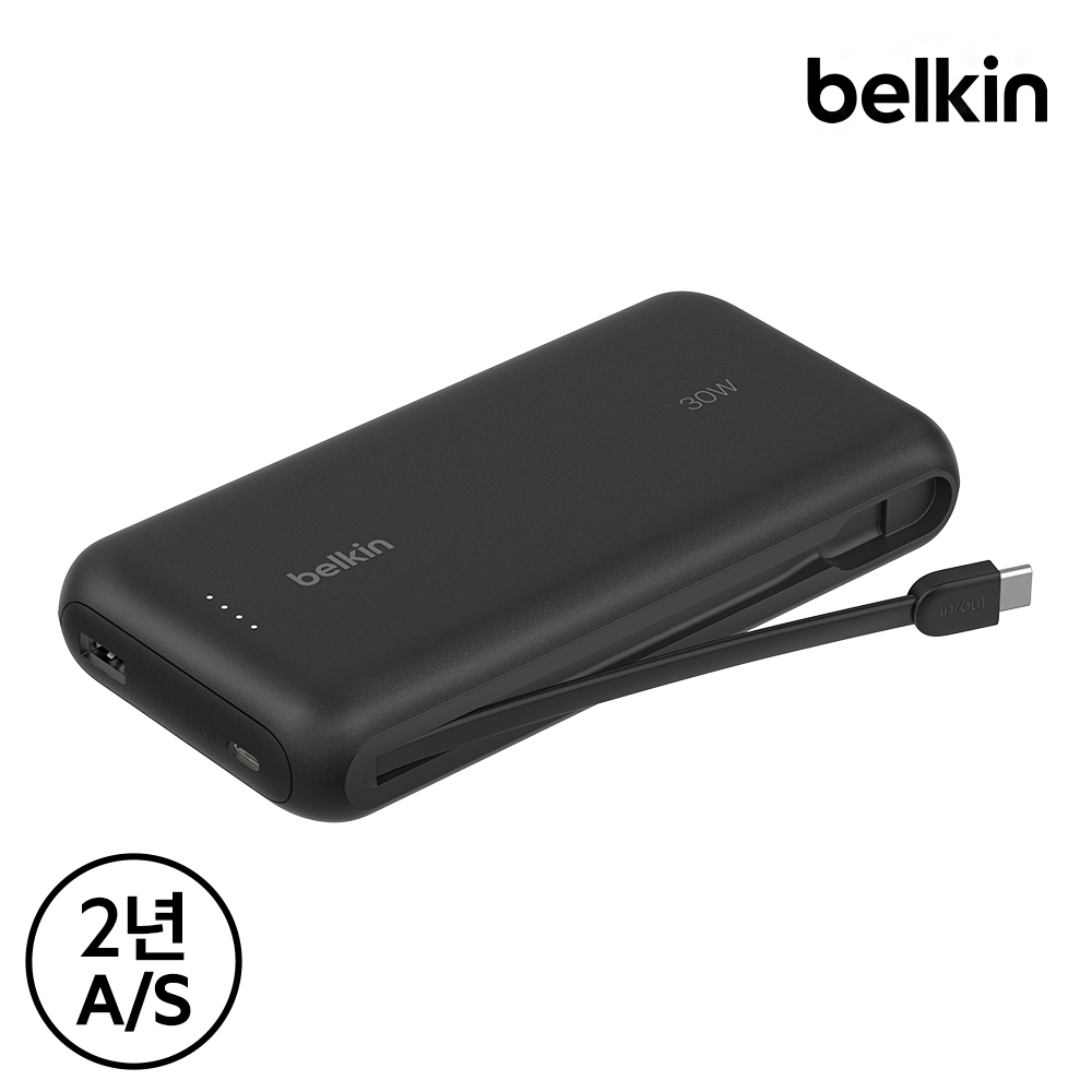 벨킨 케이블 일체형 30W 20000mAh 보조배터리 BPB024fq 블랙(BPB024fqBK) - 상세 이미지 2