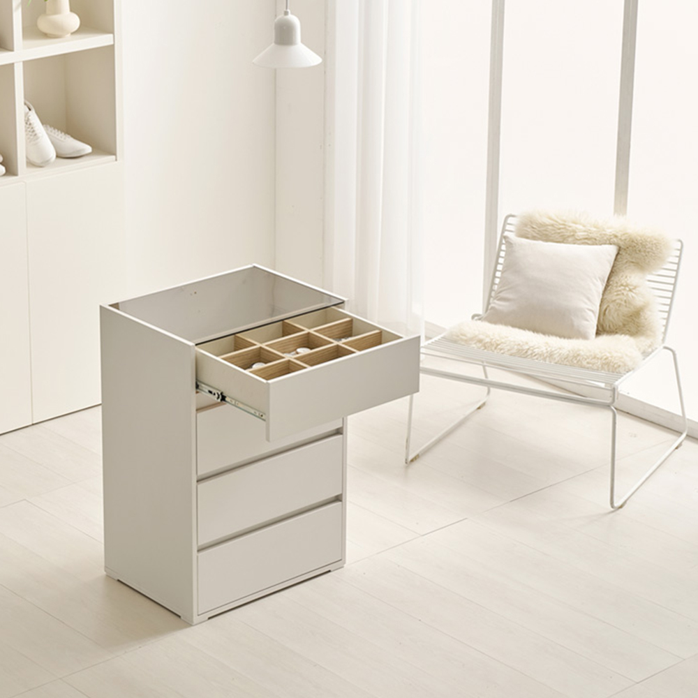 엔터드 옷 서랍장 드레스룸 아일랜드 모듈수납장 550x400x780mm, 4단, 화이트