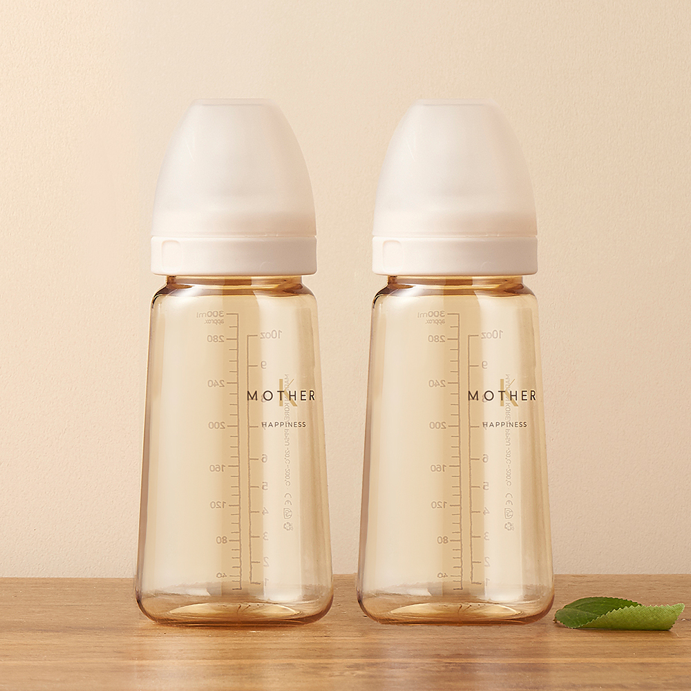 마더케이 신생아 PPSU 젖병 배앓이 방지 (노꼭지) 280ml, 2개, 크림