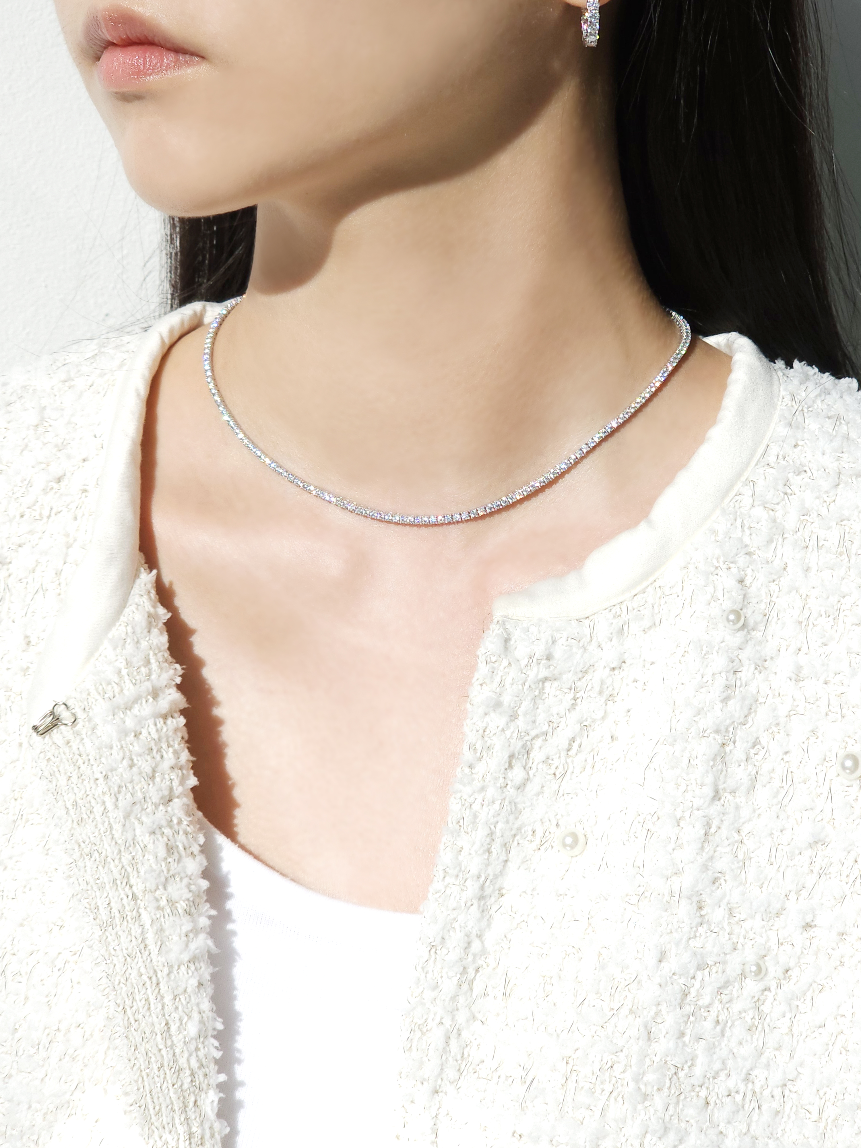 랩다이아 테니스목걸이 2mm 고퀄리티 랩다이아몬드14k 18k 이미지 7
