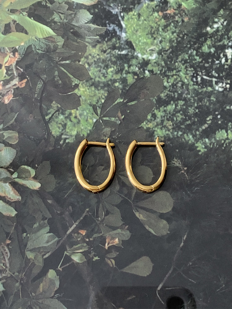 [무배] 셀프러브 14k 3초 오벌 링 귀걸이 - 여성 기본 타원링귀걸이 원터치 은이어링