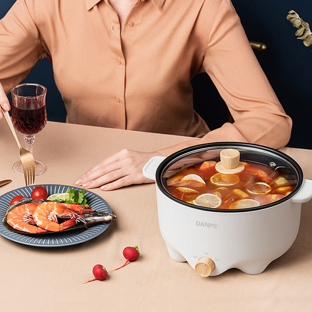 단미 멀티쿠커 전기냄비 찜기 찜솥 프라이팬 그릴 샤브샤브 여행용 캠핑용 전골냄비 3L MEK01