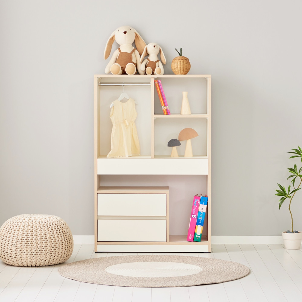 아이니 장난감 수납장 키즈 유아 아이 어린이 수납장 800x400x1208mm, 4단, 크림