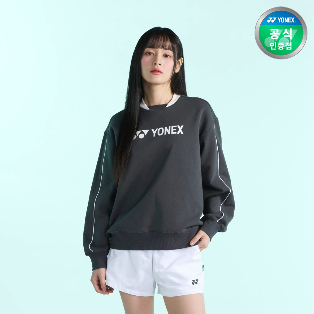 요넥스 255TL001U 테니스 의류 긴팔 맨투맨 남녀공용 카키그레이 - 상품 이미지