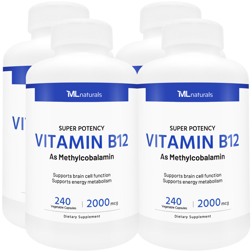 2025 신제품! 4병 마이라이프 내추럴스 비타민 B12 메틸코발라민 2000 mcg 240야채캡슐 - 메인 이미지