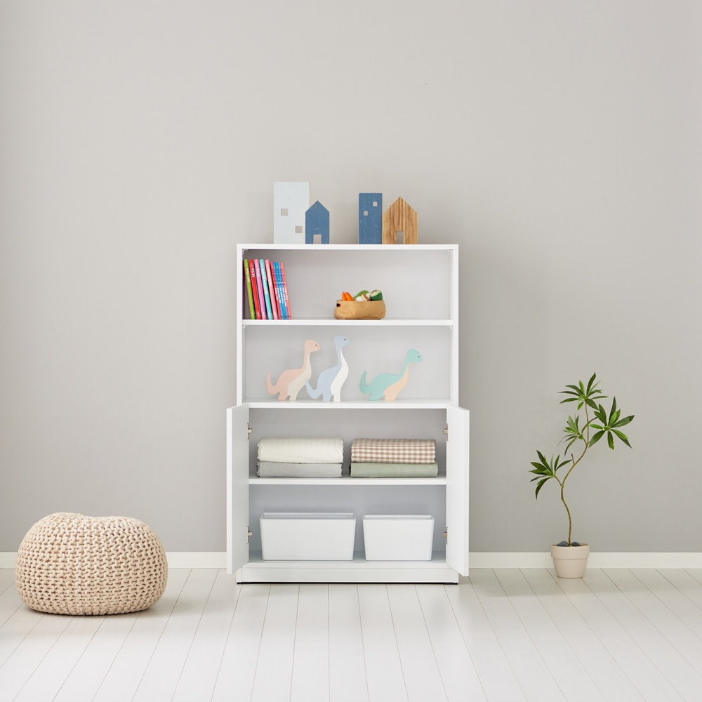 아이니 만화책장 낮은 파티션 침대옆 폭좁은 미니 아이방책장 800x400x1208mm, 4단, 화이트 - 상세 이미지 5