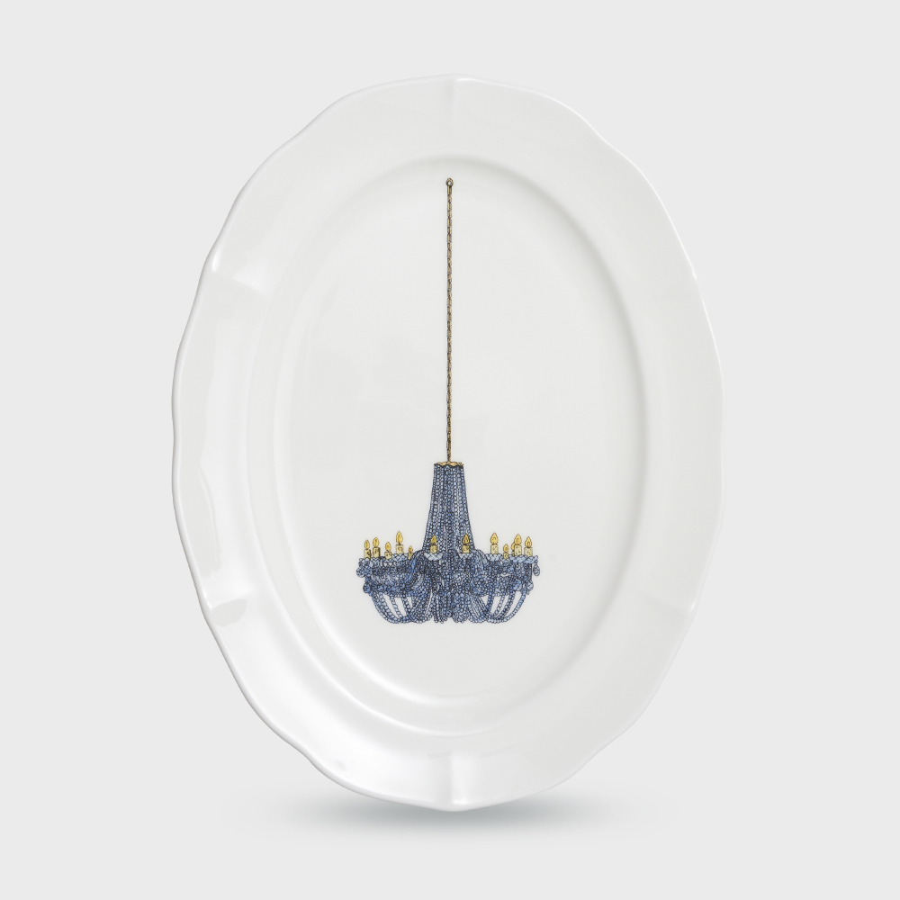 [한국도자기X티보에렘] 오브제 48. 오발접시 28CM 1P (Crystal chandelier) - 상품 이미지