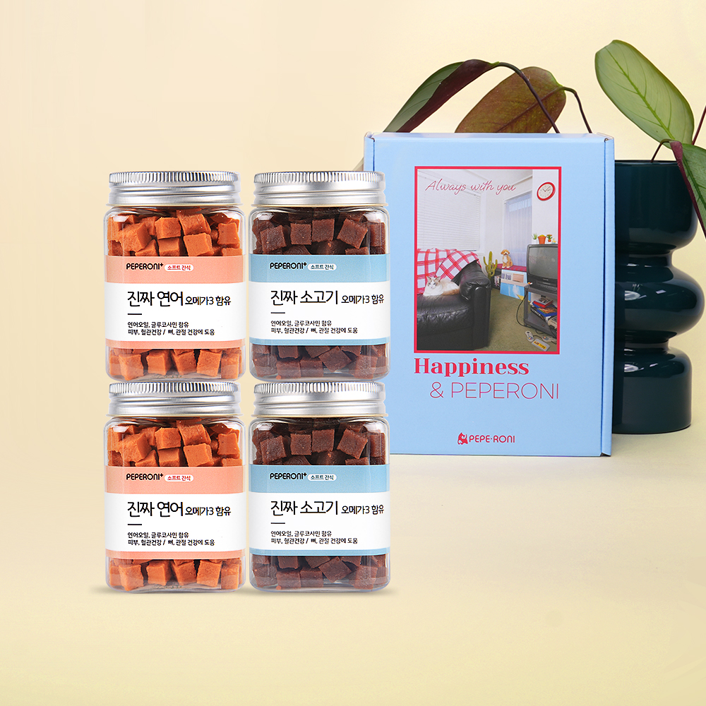 페페로니 진짜 오메가3 연어 2개+소고기 2개 세트