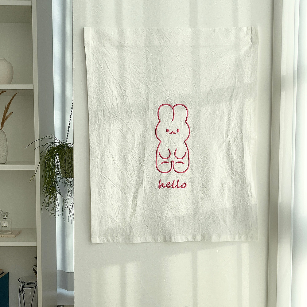 닷닷 빅래빗 가림막 수납장 선반 주방 창문 미니 문 가리개 천 패브릭 커튼