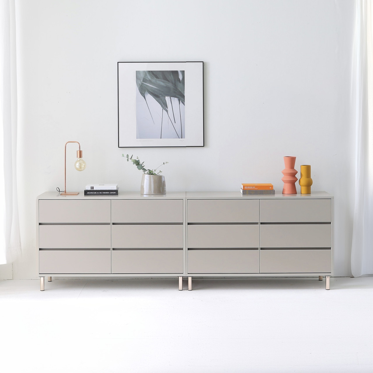 프린 드레스룸 서랍장 옷 안방 와이드 6칸 서랍장 단스 1200x400x735mm, 6단, 멀바우 - 상세 이미지 2