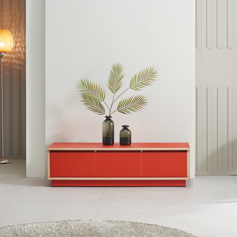 로아 75인치 티비서랍장 안방 tv장 낮은 거실장 1200x400x332mm, 레드