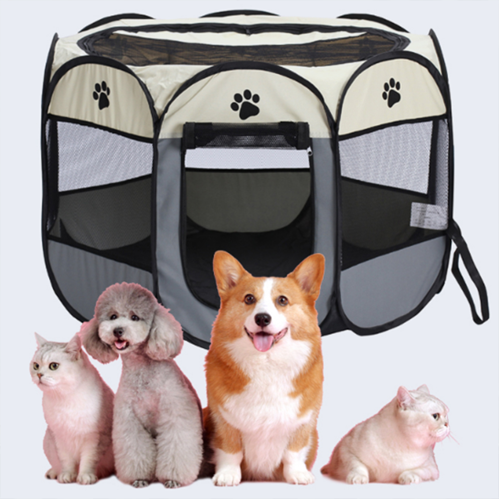 114cmX58cm 애완동물 접이식 팔각 텐트 강아지 고양이 휴대용 실외 야외 개집 애견